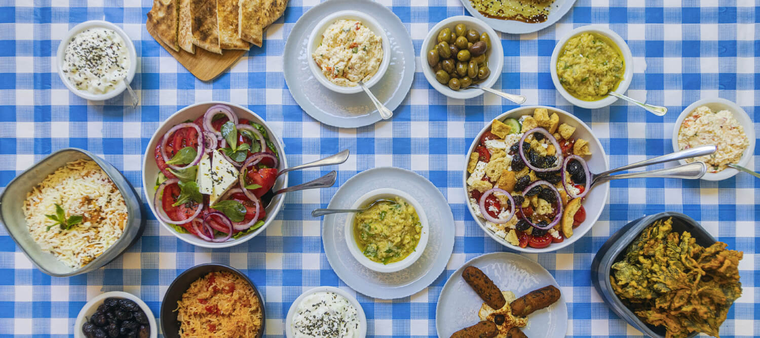 Traditional Cypriot food spread - authentic dishes from Paphos